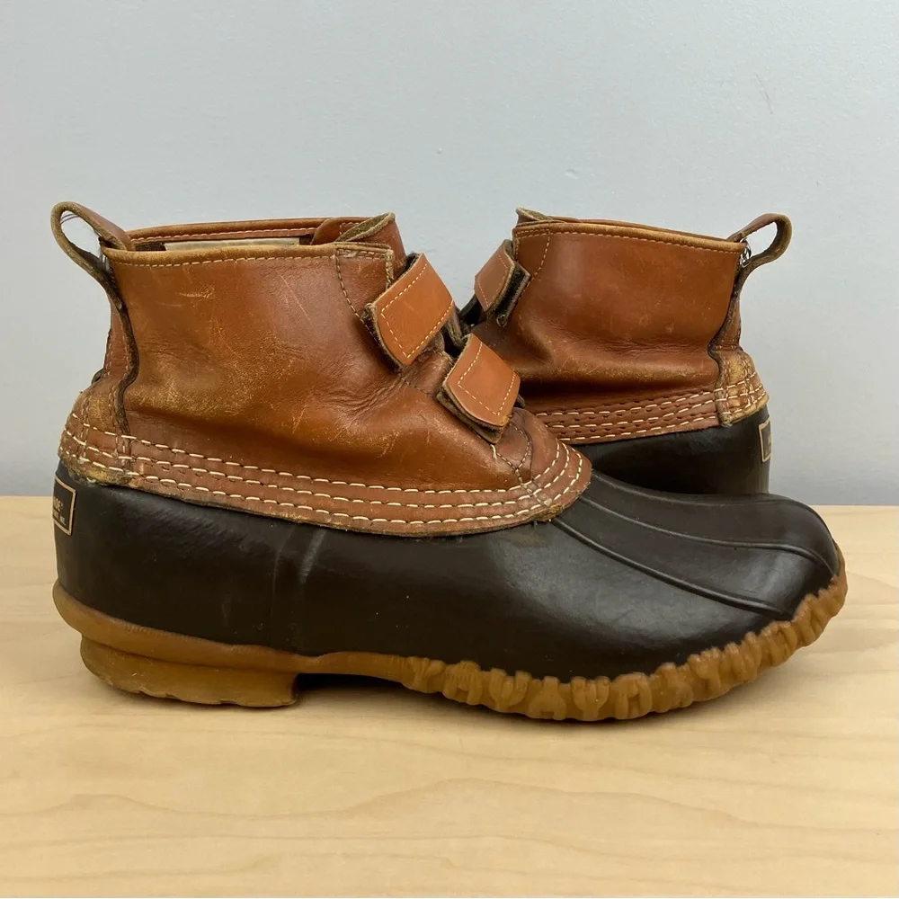 Vintage L.L. Bean Men’s Size 8.0 M Duck Boots Brown Leather Straps Hunting Shoe